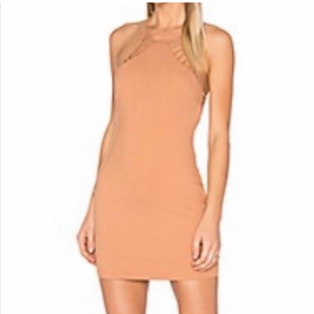 NBD Sleeveless Peach Halter Bodycon Dress